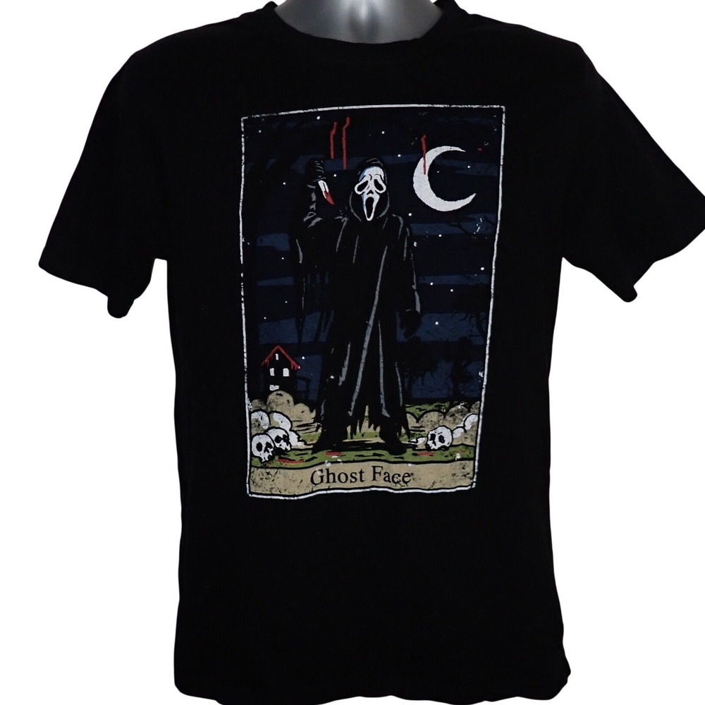 Ghost Face Men's Scream Tarot Card Horror Movie Graphic T-Shirt Medium